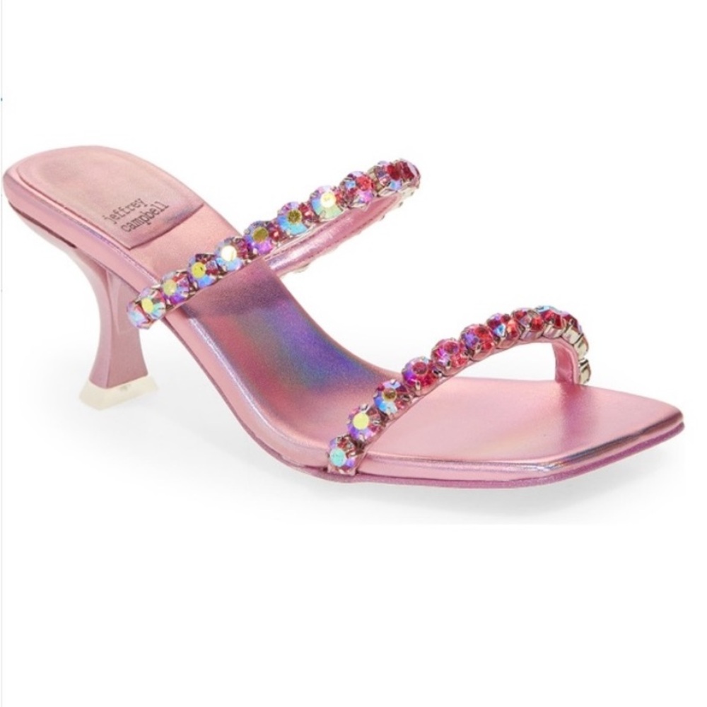 Jeffrey Campbell Mrs. Big Iridescent Pink Jeweled Kitten Heels, 9